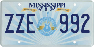 MS license plate ZZE992
