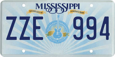 MS license plate ZZE994