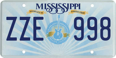 MS license plate ZZE998