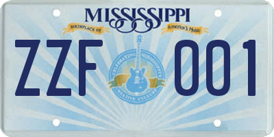 MS license plate ZZF001