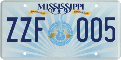 MS license plate ZZF005