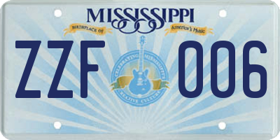 MS license plate ZZF006