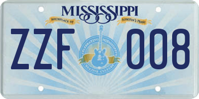 MS license plate ZZF008
