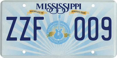 MS license plate ZZF009