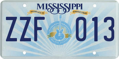 MS license plate ZZF013