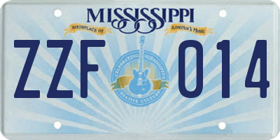 MS license plate ZZF014