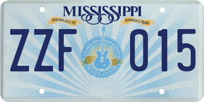 MS license plate ZZF015