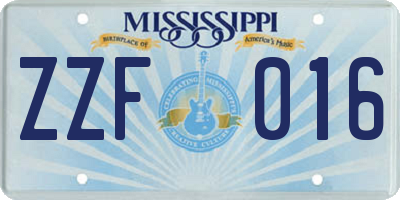 MS license plate ZZF016