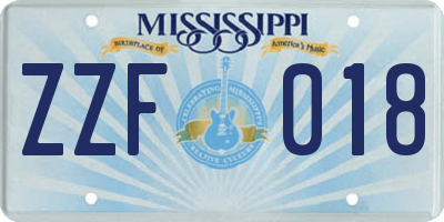 MS license plate ZZF018