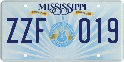 MS license plate ZZF019
