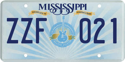 MS license plate ZZF021