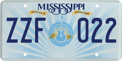 MS license plate ZZF022