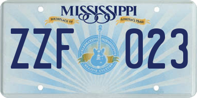MS license plate ZZF023