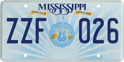 MS license plate ZZF026