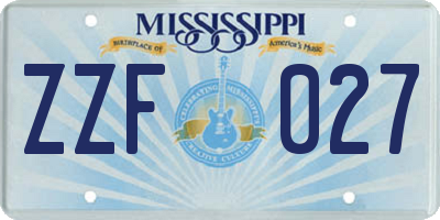 MS license plate ZZF027