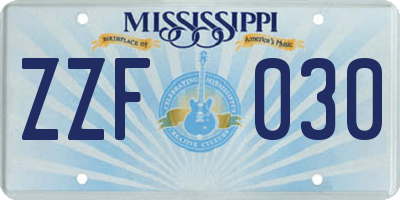 MS license plate ZZF030