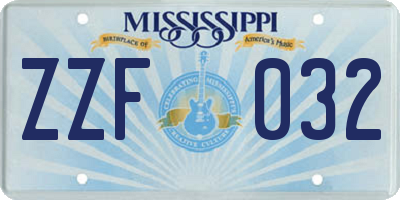 MS license plate ZZF032