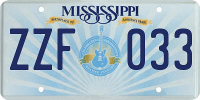 MS license plate ZZF033