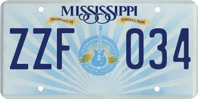 MS license plate ZZF034