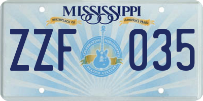 MS license plate ZZF035