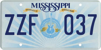 MS license plate ZZF037