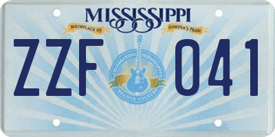 MS license plate ZZF041