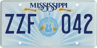 MS license plate ZZF042