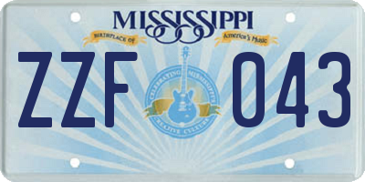 MS license plate ZZF043