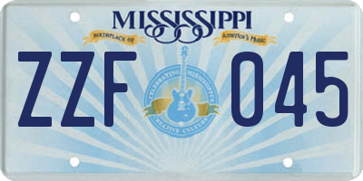 MS license plate ZZF045