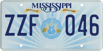 MS license plate ZZF046
