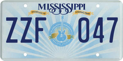 MS license plate ZZF047