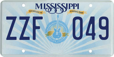 MS license plate ZZF049