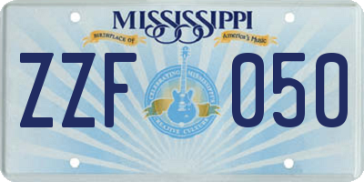 MS license plate ZZF050