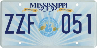 MS license plate ZZF051