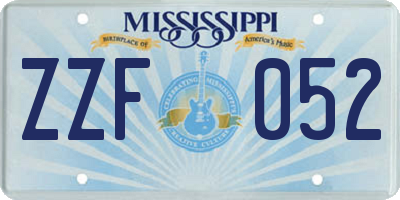 MS license plate ZZF052