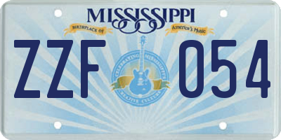 MS license plate ZZF054