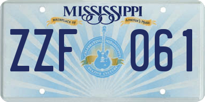 MS license plate ZZF061