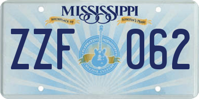 MS license plate ZZF062