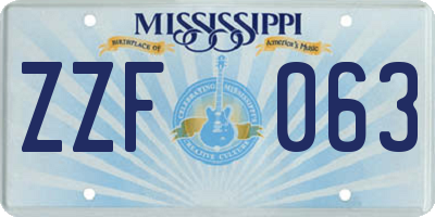 MS license plate ZZF063