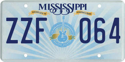 MS license plate ZZF064