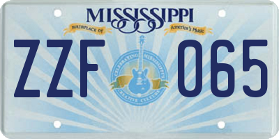MS license plate ZZF065