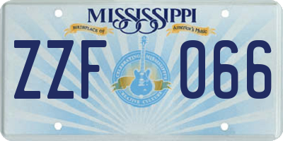 MS license plate ZZF066