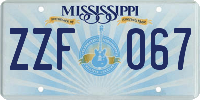 MS license plate ZZF067