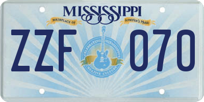 MS license plate ZZF070