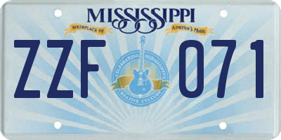 MS license plate ZZF071