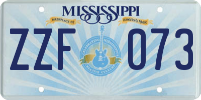 MS license plate ZZF073