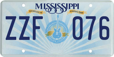 MS license plate ZZF076