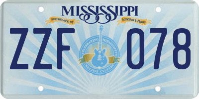 MS license plate ZZF078