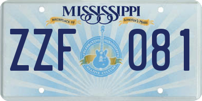 MS license plate ZZF081