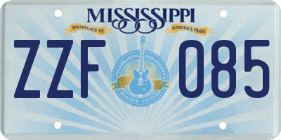 MS license plate ZZF085